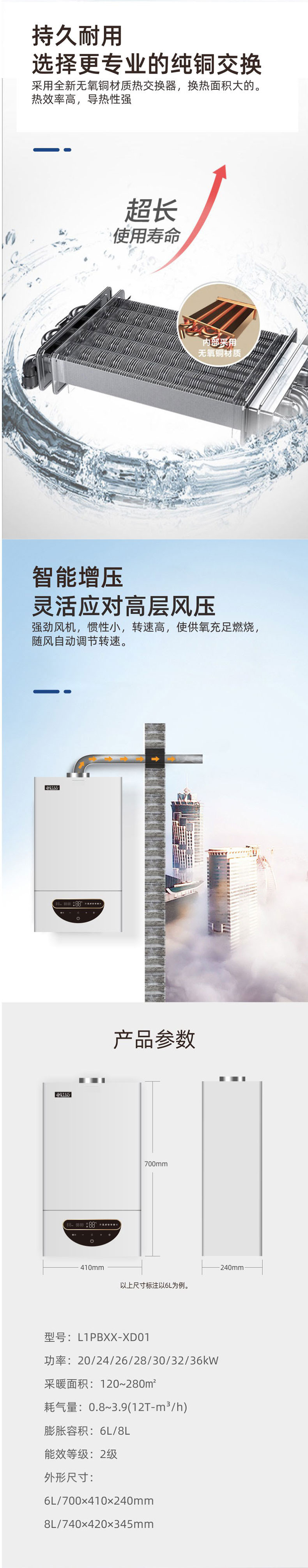 套管壁掛爐配件和參數說明